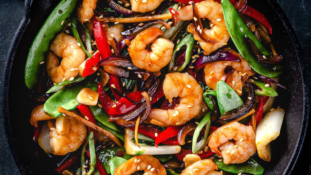 Krewetki stir fry