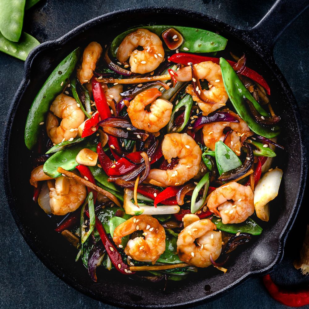 Krewetki stir fry