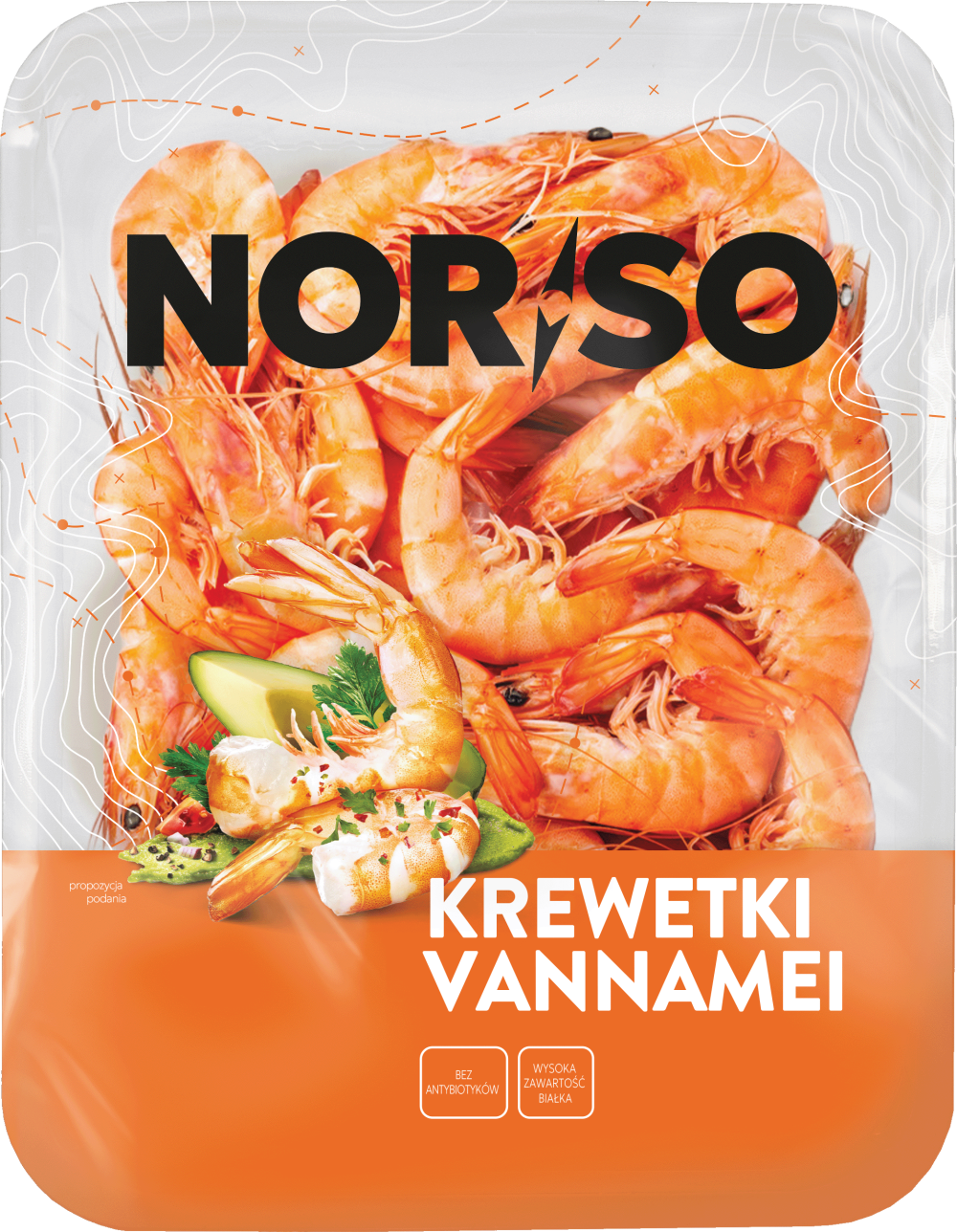 Krewetki vannamei gotowane uniwersalne tacka