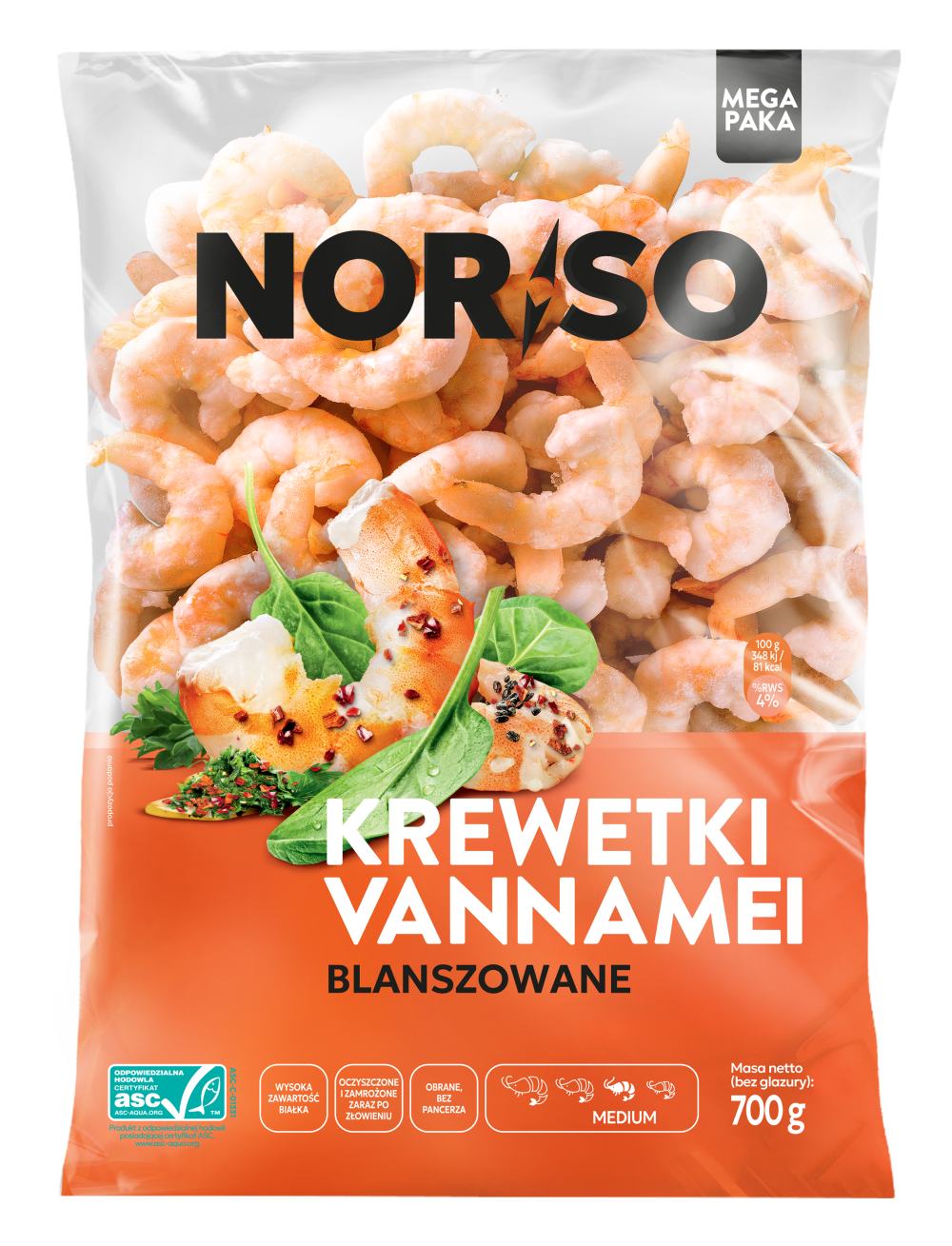 Krewetki blanszowane worek